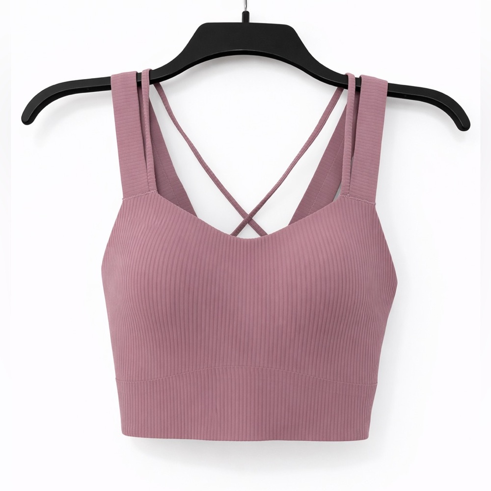 Lululemon Like a Cloud Ribbed Longline Bra D/DD Soft Support Yoga Top Size 2